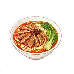 插画风牛肉面美食手绘设计素材