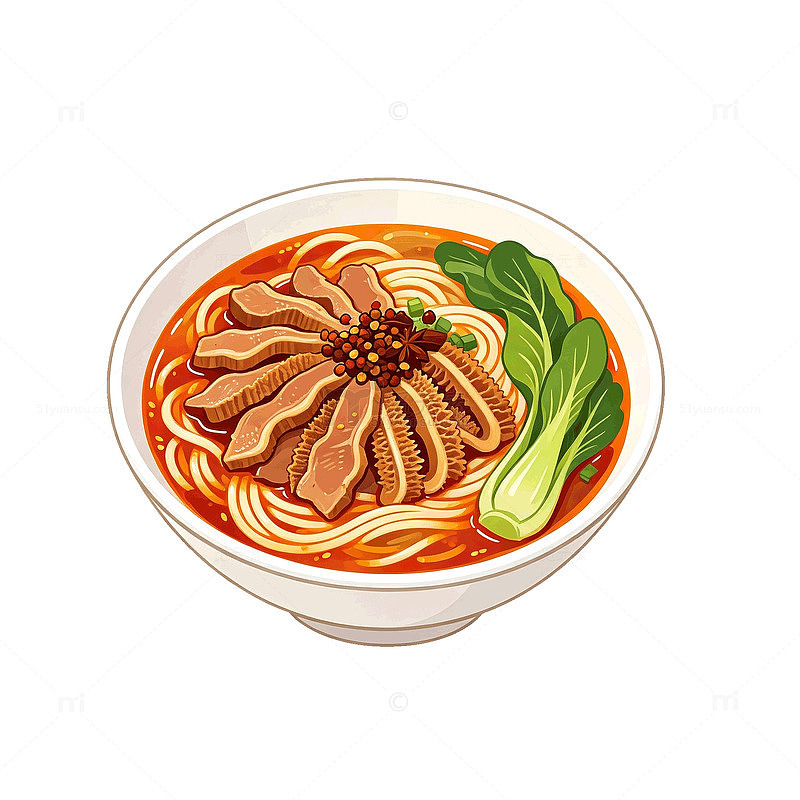 插画风牛肉面美食手绘设计素材