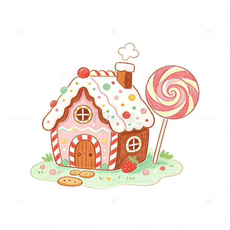 卡通风糖果屋手绘插画设计素材
