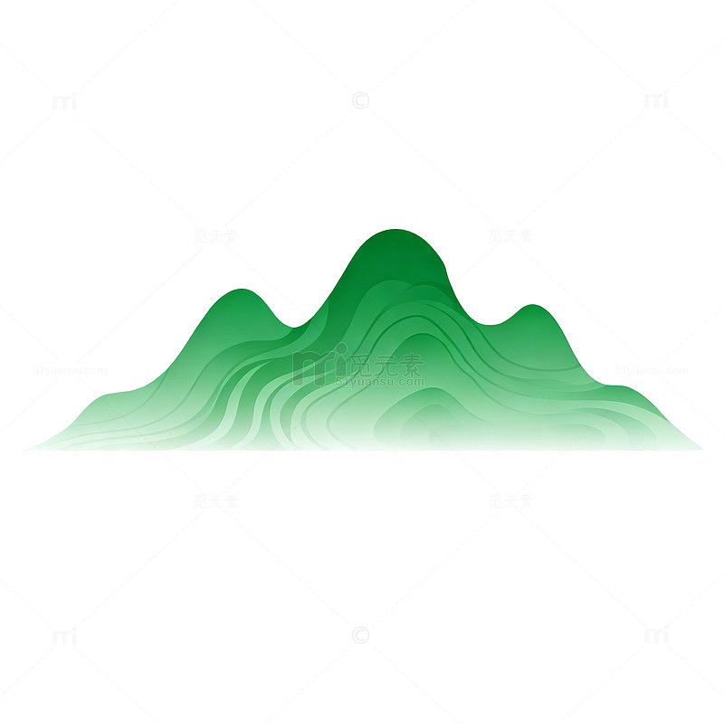 水墨风山水意境绿色山峦设计素材