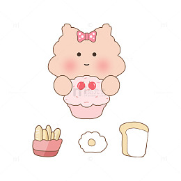 美食甜品可爱卡通人物元素