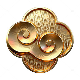 金色祥云纹样立体金属质感设计素材