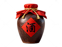国风传统酒坛手绘设计素材