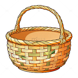 卡通风格编织篮子插画设计素材