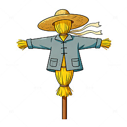 卡通风格稻草人插画设计素材