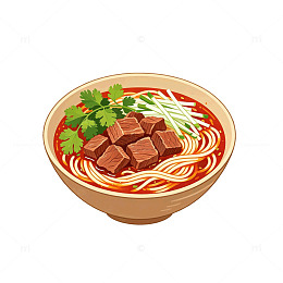 卡通风格牛肉面插画设计素材
