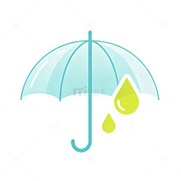扁平风透明雨伞雨滴卡通设计素材