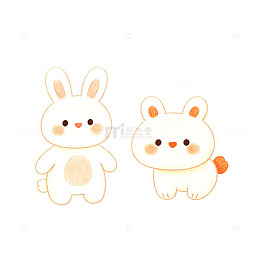 卡通风可爱小兔手绘插画设计素材