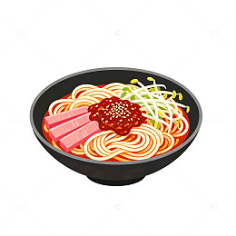 卡通风面条豆芽美食插画设计素材
