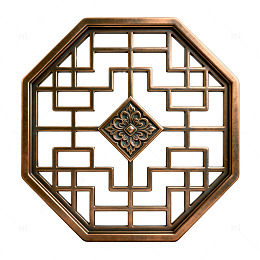 中式风古典窗格金属装饰设计素材
