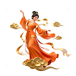 国风古韵嫦娥飞天插画设计素材