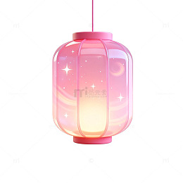 梦幻风粉色灯笼星空灯饰设计素材