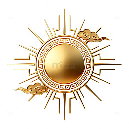 金色古典太阳纹样装饰设计素材