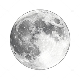 素描风满月夜景手绘月亮设计素材