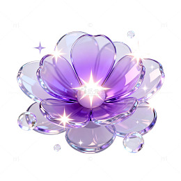 水晶风紫色莲花发光设计素材