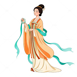 国风古装女子手绘插画设计素材