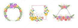 水彩风花环装饰手绘花卉边框设计素材