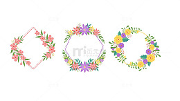 手绘风花卉花环边框设计素材