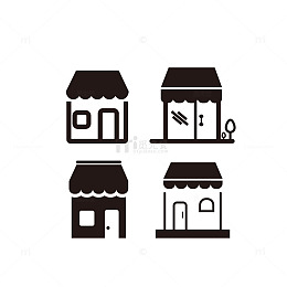 简约风店铺建筑图标设计素材