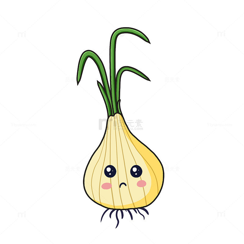 可爱蒜苗蔬菜美食调味插画元素
