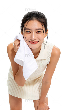 清新风运动少女毛巾擦拭设计素材