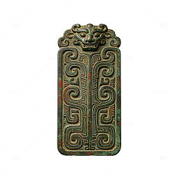 古代纹饰兽面玉佩