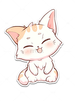 卡通风可爱小猫坐姿插画设计素材