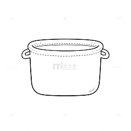 线条风简约锅具手绘设计素材
