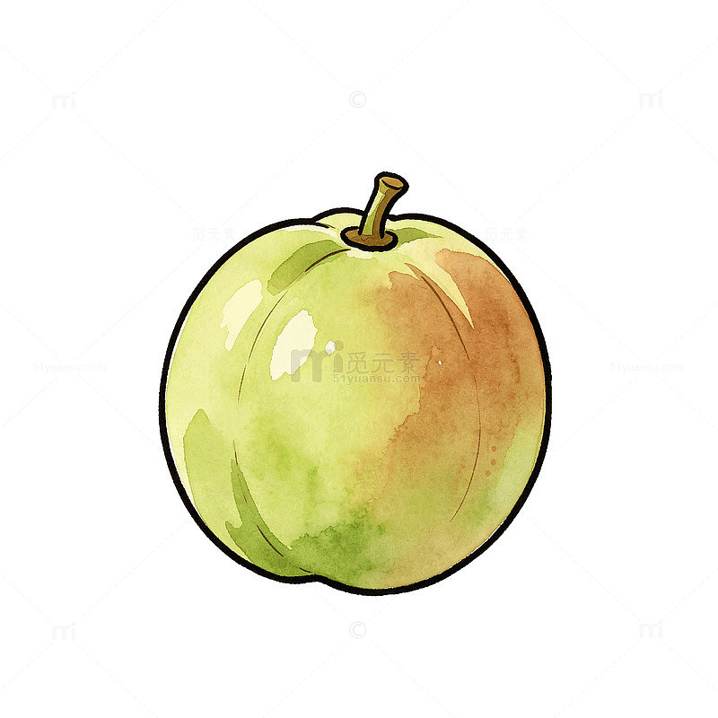手绘风青梨水果插画设计素材