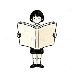 简约风小女孩读书插画设计素材