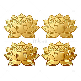 金色矢量莲花图案设计素材