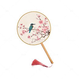 花鸟团扇素材
