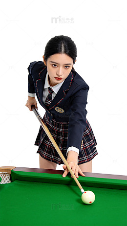 写真风校园少女台球运动设计素材