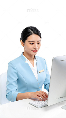 简约风职场女性办公电脑设计素材