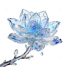 水晶风冰花莲花透明设计素材