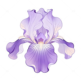 手绘风紫色鸢尾花花卉设计素材
