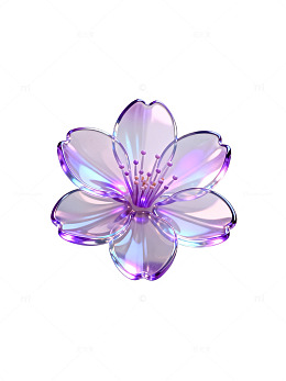 晶莹风樱花透明玻璃花朵设计素材