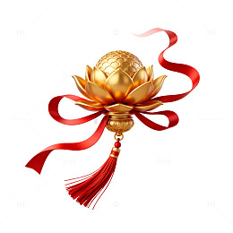 国风金色莲花挂饰设计素材