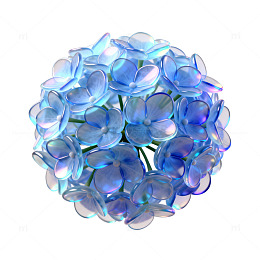 透明质感蓝色绣球花3D设计素材