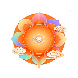 扁平风中秋灯笼花卉装饰设计素材