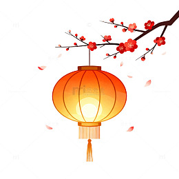 国风手绘灯笼梅花节日装饰素材