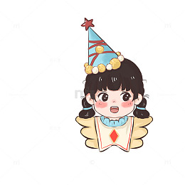 卡通风生日派对女孩手绘插画设计素材