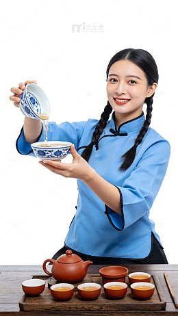 国风茶艺女子泡茶场景设计