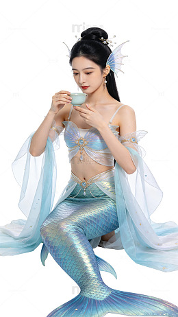 国风美人鱼仙气写真设计素材