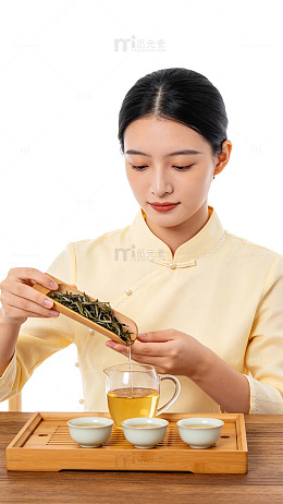 茶艺女子泡茶场景茶艺素材