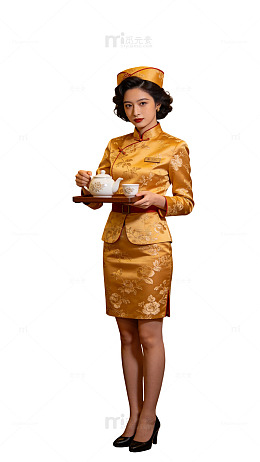 复古风中式茶艺女仆设计素材