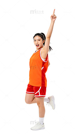 活力风运动女孩指向上方设计素材
