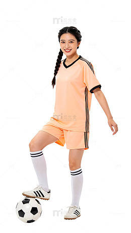 清新风女孩足球运动设计素材