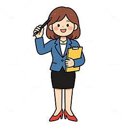 卡通风职场女性办公手绘人物素材免扣