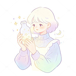 许愿人物 许愿瓶 星星